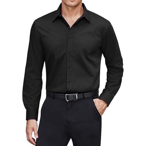 product_image_name-Banagat-Chemise Formelle Pour Homme Qualité Entreprise Couleur Noire Manches Longues-3