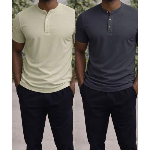 product_image_name-Fashion- Ensemble de  2 T-shirts class pour homme belge et gris-1