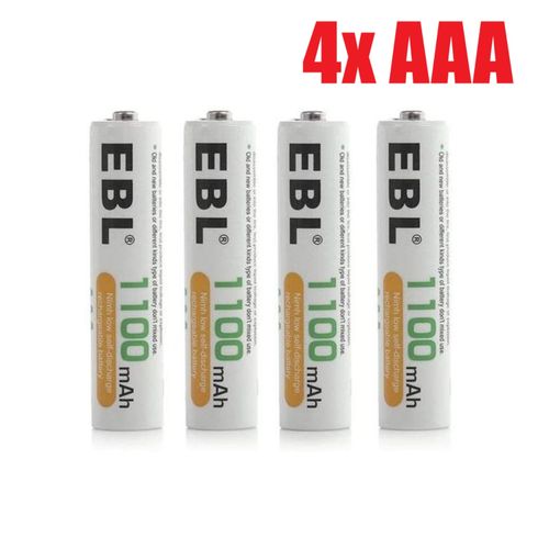 Ebl 4 PILES RECHARGEABLES AAA 1.2V 1100mah EBL - BLANC - Prix pas cher