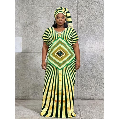 product_image_name-Fashion-Robe imprimée à la mode - Robe de soirée - Robe élégante pour femme-verte-1