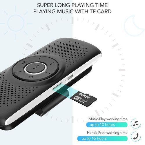 Kit mains-libres Bluetooth pour auto avec haut-parleur et support