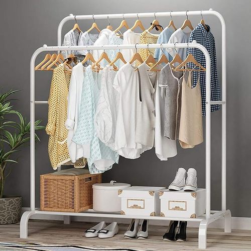 product_image_name-CYFAZA-Portant à Vêtement, Double, 110X150X54 cm, pour Chambre, Robuste, en Métal, avec Support pour Support à Chaussures, des Cintres Chemises, des Pantalons, des Vestes Fines (Noir)-3