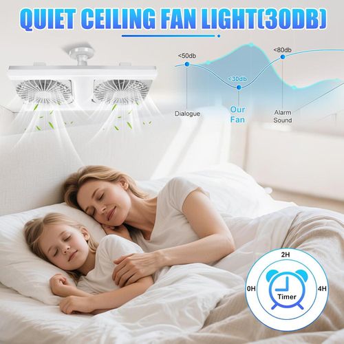 Generic Ventilateur de plafond à double tête, angle réglable, avec télécommande et éclairage LED silencieux. - image 5