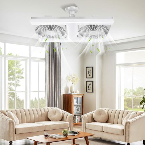 Generic Ventilateur de plafond à double tête, angle réglable, avec télécommande et éclairage LED silencieux. - image 7