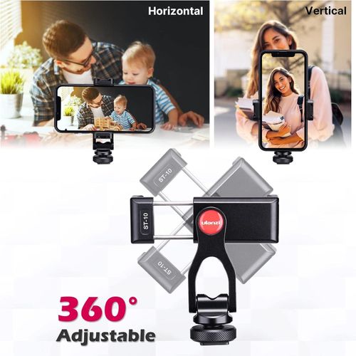 product_image_name-Ulanzi-Adaptateur Trépied Smartphone, ST-10 Phone Adapter en d'Aluminium avec 2 Sabots Froids, Rotation 360º, Support Téléphone pour iPhone, Galaxy, Huawei, Xiaomi et Appareil Photo-3