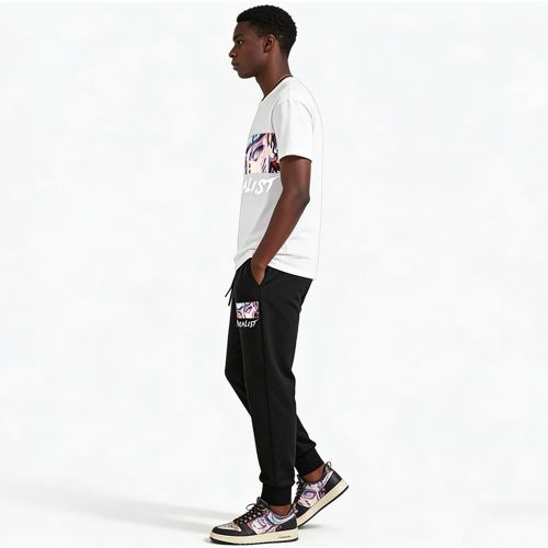 product_image_name-VEOUNDK-T-shirt + Pantalon Décontractés Pour Hommes- Noir & Blanc-2