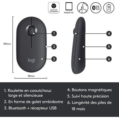 product_image_name-Generic-Logitech Souris Logitech M350 Pebble Sans Fil, Bluetooth ou 2,4 GHz avec Mini Récepteur USB, Souris pour Ordinateur avec Clic Silencieux, Portable/Notebook/PC/Mac/iPad IOS-4