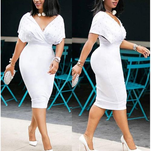 Generic Robe mi longue sexy a col en V pour femmes Prix pas cher Jumia CI