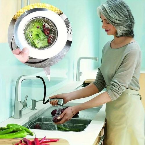 Generic Lot de 2 passoires d'évier en acier inoxydable pour la cuisine, large bordure - image 4