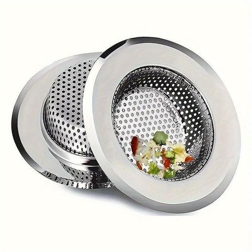 Generic Lot de 2 passoires d'évier en acier inoxydable pour la cuisine, large bordure - image 7