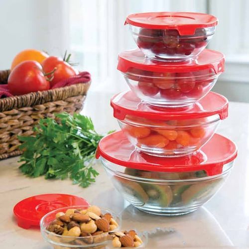 SIMAX Grand bol à mélanger en verre de 3,6 l, passe au four, bols de service en verre borosilicate, grands bols à mélanger en verre transparent pour la cuisine, la pâtisserie, la salade et le pain