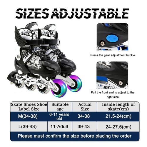product_image_name-Generic-Patins En Ligne Réglables Avec Roues Lumineuses, Pour Enfants Et Adultes - Roulettes Sur 4 Roues-7
