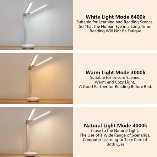 Generic Lampe de Bureau LED Anti-Éblouissement Rechargeable par USB Pliable Lampe de Bureau Lampe de Nuit pour Étudiants - image 3