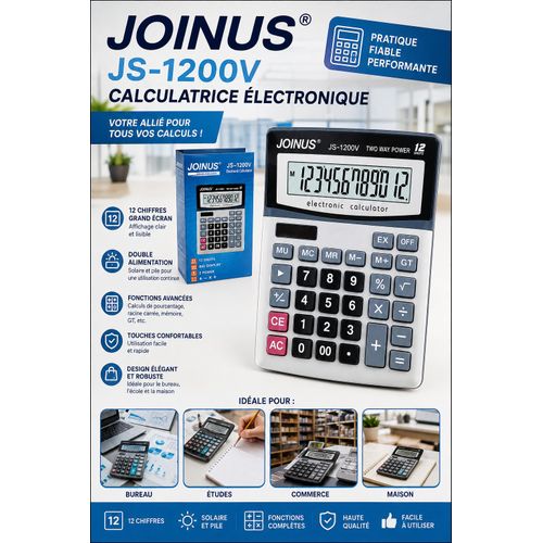 Generic calculatrice électronique joinus js-1200v 12 chiffres – grand écran