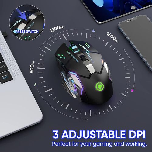 Generic 2.4G/Bluetooth Wireless Gaming Mouse, Rechargeable Computer Mouse Mice with 7 LED Lights, 6 Programmable Buttons, Silent Click - image 3