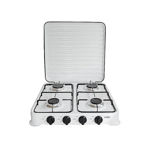 product_image_name-Generic-Cuisinière De Table - 4 Feux - Avec Couvercle Strié En Inox (BLANC)-1