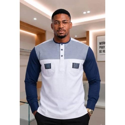 STUDIO Chemise tissée bleu blanc a rayures