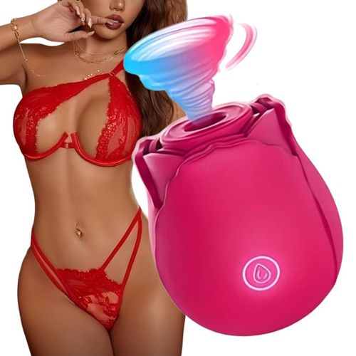 Generic Masseur rechargeable en forme de rose - 10 modes - Rose - image 2