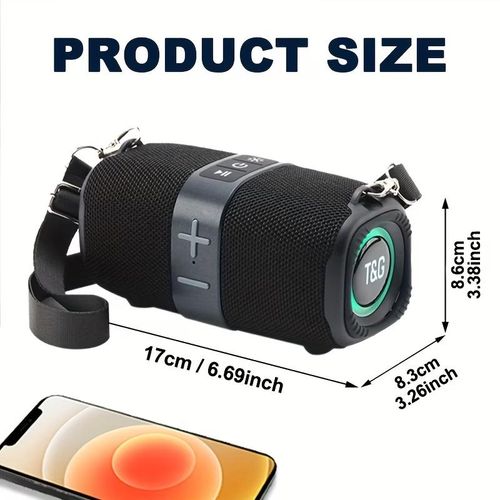 product_image_name-T&G-TG667 Enceinte Bluetooth Sans Fil Portable – Double Basse, Étanche, Radio FM, TWS, USB & Carte TF-6