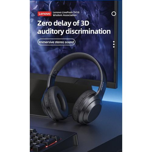 Generic Casque Lenovo Bluetooth ThinkPlus TH10 casque de musique stéréo avec micro - image 2