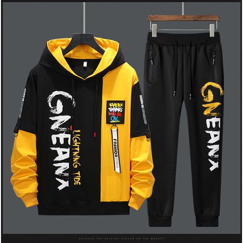 Pull noir sales et jaune homme