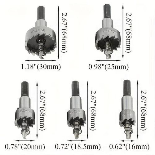 Generic Jeu de 5 scies cloches en acier rapide 16-30 mm - image 5