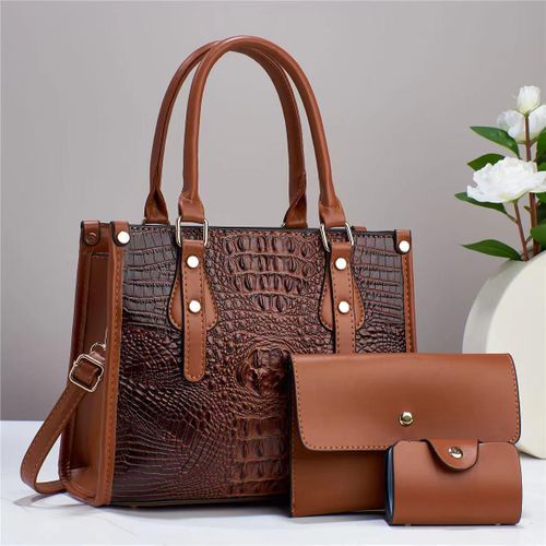 product_image_name-Fashion-SAC A MAIN FEMME GRAND DAME DE LUXE 3 en 1 MOTIF CROCO-1