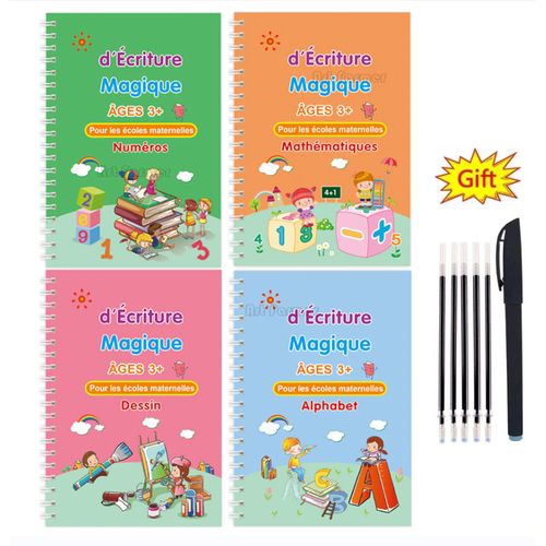 Cahier de pratique de calligraphie pour enfants, livre pour enfants,  apprentissage des chiffres, français, rainure 3D, écriture magique,  exercice