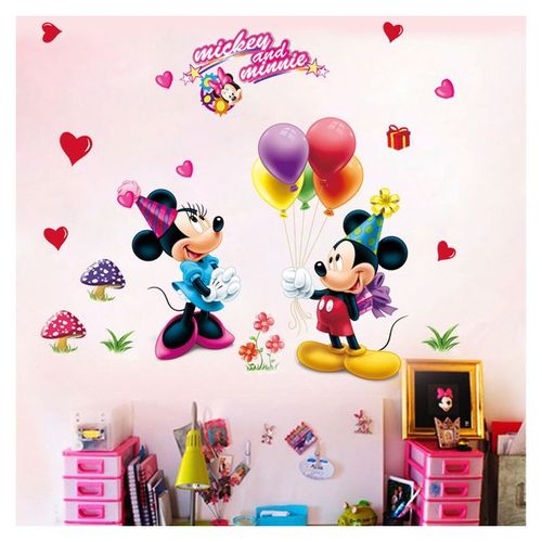 product_image_name-Generic-Mickey Et Minnie Autocollant Mural - Rose-1