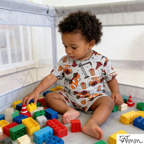 product_image_name-Catpapa-0-3 ans baby grey car print fashion short two-piece set, suitable for parties, outdoor activities, comfortable and cool, easy to clean-5