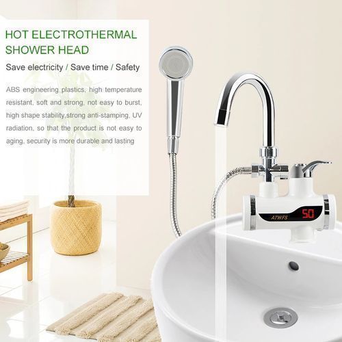 Generic Robinet Electrique Chauffe-eau Affichage Numérique Mitigeur Lavabo Cuisine - Argent - image 2