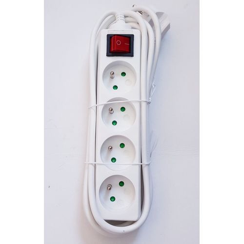 Multiprise 4 Prises Blanc Rallonge Sans Interrupteur Avec Câble 3G 1,5 Mm²  3M, Multiprise Allemande Blanche (4 Prises 1,5 Mm²[H1936]