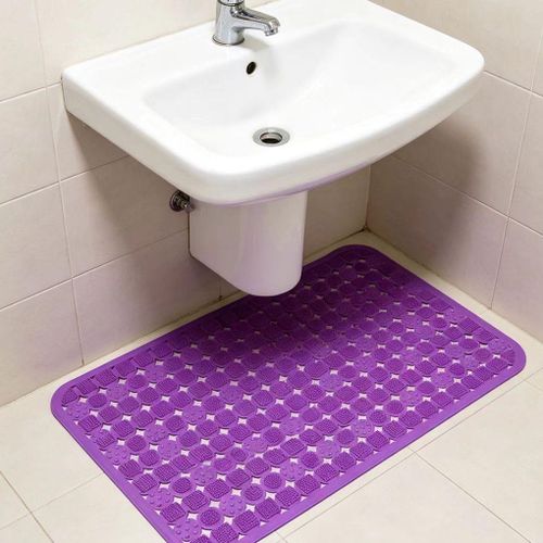 Generic Tapis de douche antidérapant violet uni avec surface texturée de brossage - image 6