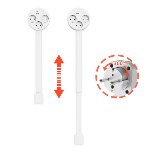 Generic Multiprise Extensible avec Ports USB – Rallonge Électrique pour Canapé et Table de Chevet, Prise Multiple Type E 2500W - image 2