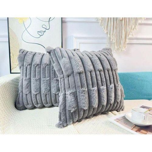 product_image_name-Generic-Lot de 2 housses de Coussin grises en fausse fourrure 18 x 18 pouces, KK-1