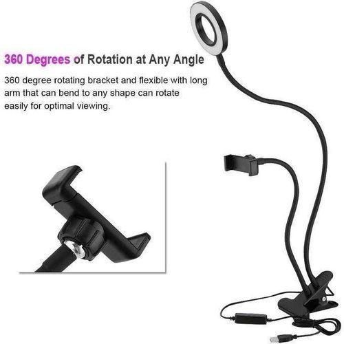 Generic Agréable Selfie Ring Light, Lampe De Caméra LED Rotation à 360 Degrés Avec 3 Modes D'éclairage - image 3