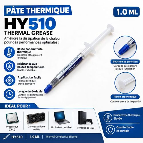 Generic Pate Thermique Seringue HY510 Processeur PC Console 1g