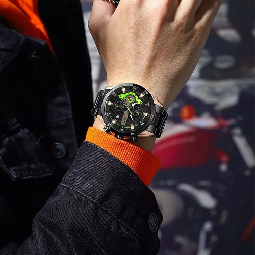 Curren Montre Homme Quartz En Acier Inoxydable Fond Noir