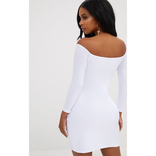Fashion Robe Moulante Col Bateau Blanche Froncee Prix pas cher Jumia CI