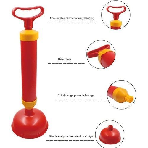 Generic Déboucheur Avec Piston D’évacuation - 2 Ventouses - Rouge - image 3