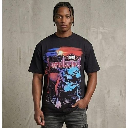 Fashion T-Shirt Oversize Manches Courtes - Noir