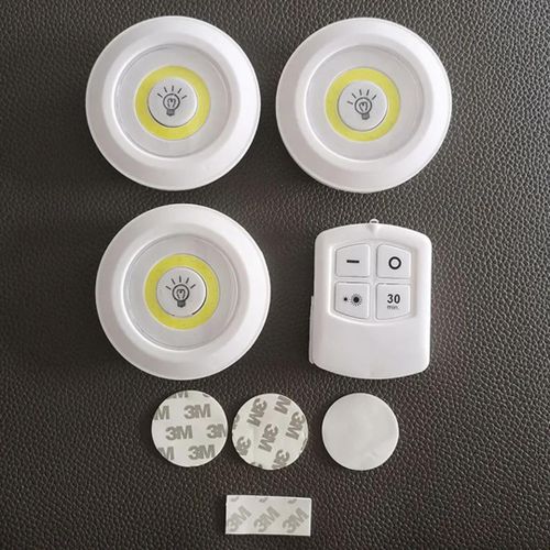 Generic Pack de 3 Lampes LED Sans Fil avec Télécommande – Éclairage Autocollant 3M – Luminosité Réglable et Minuteur