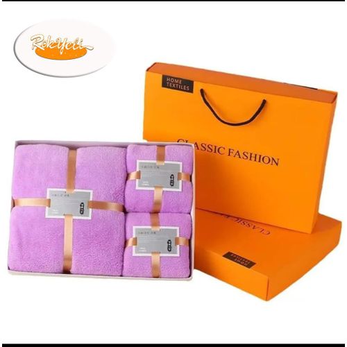 product_image_name-Mode-Pack De 3 Serviettes De Bain  Douces & Absorbantes – Ensemble Serviettes De Luxe, Grande Serviette + Visage + Main – Confort Luxe & Élégance Quotidienne - Violet-1