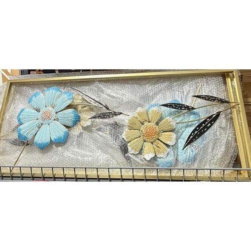 product_image_name-Generic-Sculpture murale en métal avec cadre de protection en fer - Fleurs sculptées en 3D - Décoration murale suspendue en métal pour la maison, la cuisine ou la chambre-2