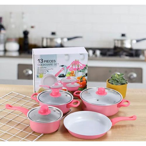 product_image_name-Generic-Ensemble de Casseroles de Cuisine Antiadhésives – Batterie de Cuisine en Aluminium avec Couvercles en Verre & Poêle à Frire Colorée-1