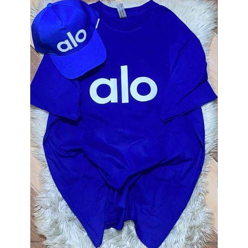 product_image_name-Generic-Ensemble ALO - T-shirt Oversize & Casquette Assortie - Bleu Électrique & Blanc - Unisexe-1