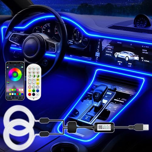 product_image_name-Generic- Bande lumineuse LED d'intérieur pour voiture, éclairage d'ambiance USB RVB avec fibre optique, accessoires de voiture à fil EL (2 en 1)-1