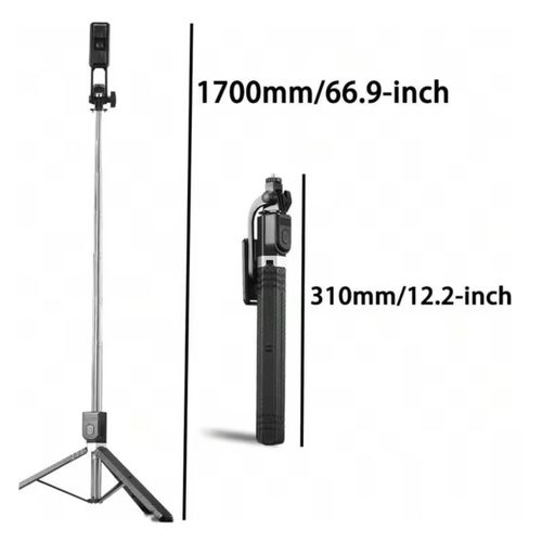 Generic Trépied Professionnel 1m70 compact et pliable 360 degrés  4 Axes Multifonction Rotation à 270° Télécommande Bluetooth intégrée - image 2