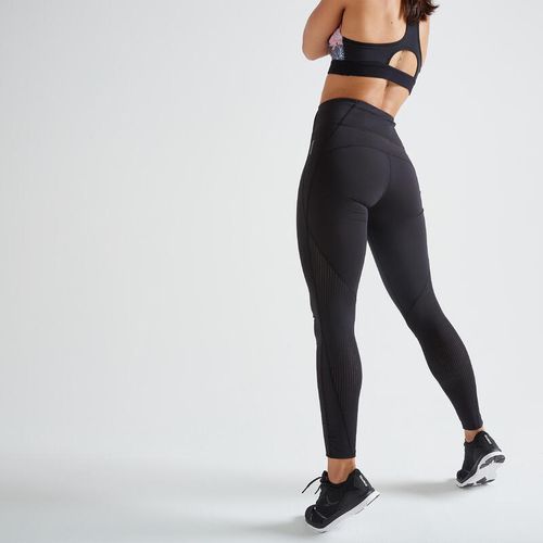 Legging taille haute bimatière Fitness Cardio Femme Kaki - Decathlon Cote  d'Ivoire