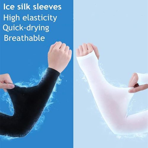 product_image_name-Generic-Manchettes Ant-UV Ice avec trous pour les pouces pour femmes et filles, manchon de bras de compression rafraîchissant UV, manchon de sport extérieur - NOIR-2
